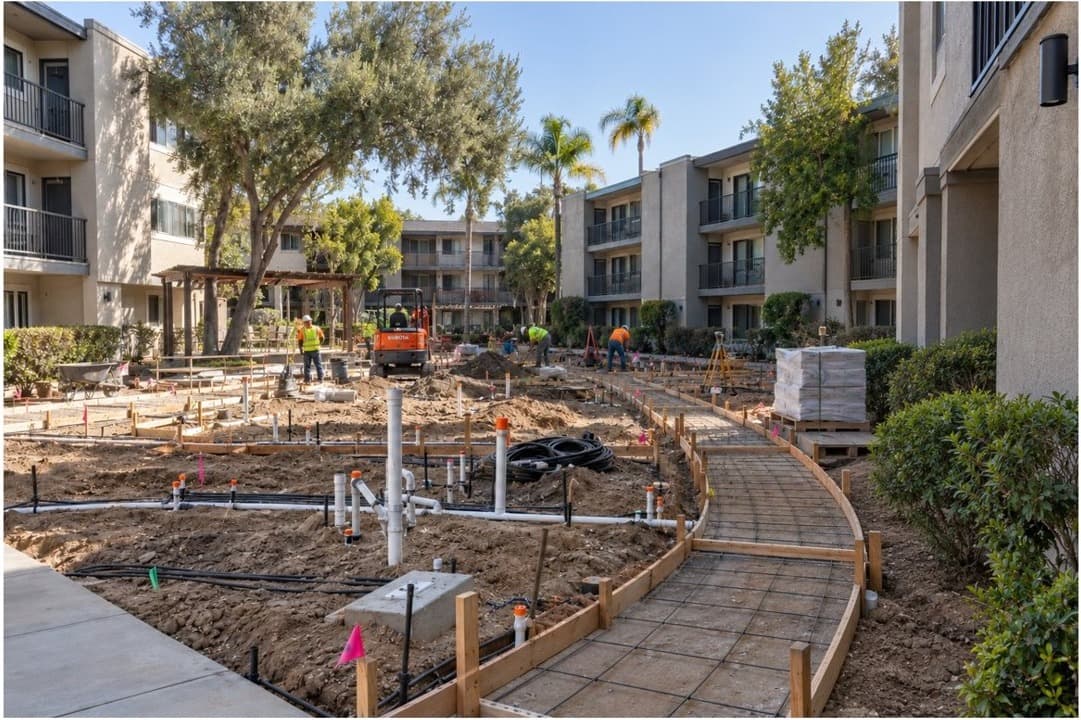 Multifamily courtyard renovation managed through Build Hero